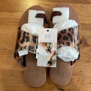 Size 7/7.5 leopard sandals by Malvasia.  Never worn. Tags on.